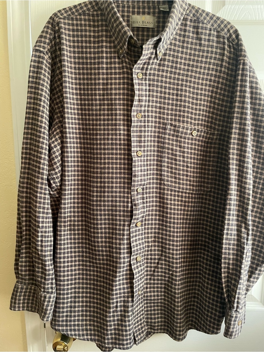 Bill Blass Men’s Brown & Tan Plaid Button-Down Shirt Size XLT